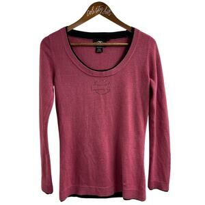 Harley Davidson Motorcycles Scoop Neck Knit Top Pink S Rhinestones Bar Shield